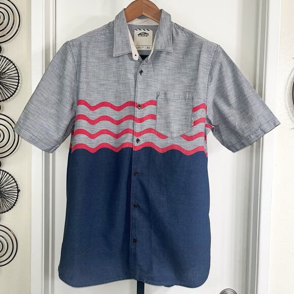 Vans Other - VANS Mens Button Front Shirt - Gray, Red, Blue, Colorblock, Stripe, Size XL